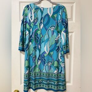 Vibrant Blue and Green Patterned Dress